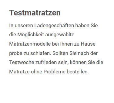Testmatratzen für  Walzbachtal